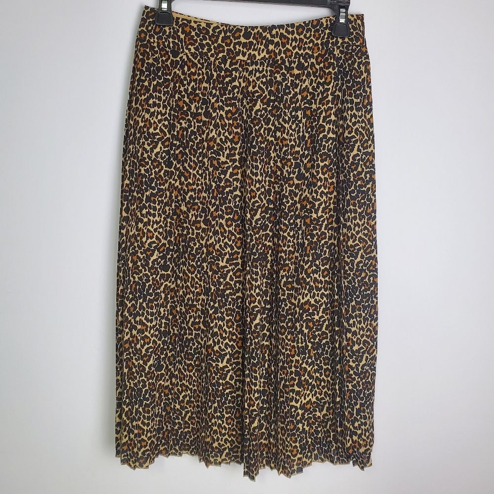 J.Crew Pleated Leopard Print Midi Skirt - Size 2